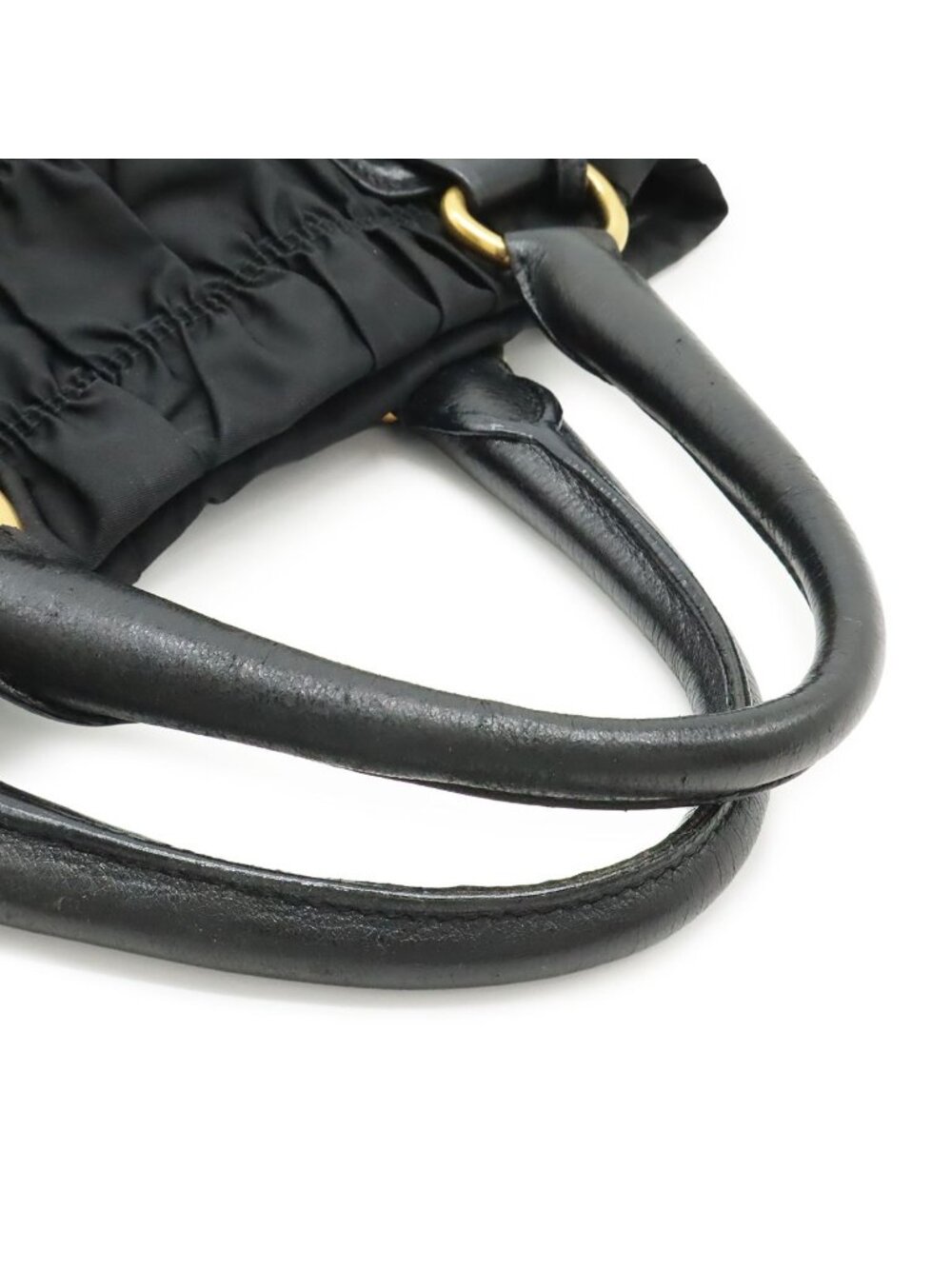 Prada Gather Tote Nylon Leather Nero Black Gold - Picture 4 of 8